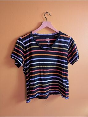 Sonoma Black Tee with Multicolor Stripes